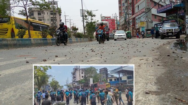 অটোরিকশা চালকদের সাথে পুলিশের ধাওয়া-পালটা ধাওয়া