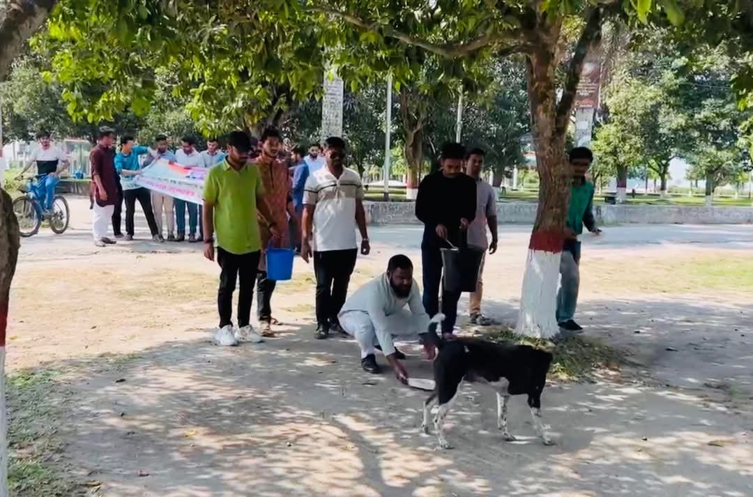 বন্ধ ক্যাম্পাসে ক্ষুধার্ত প্রাণীদের পাশে বাকৃবি ছাত্রদল