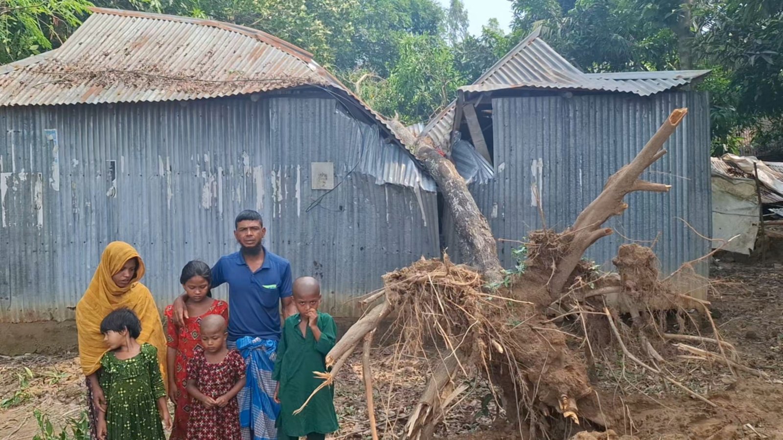 দুর্গাপুরে ঝড়ে সরকারী গাছ পড়ে কৃষক সুমনের ঘর বিধ্বস্ত