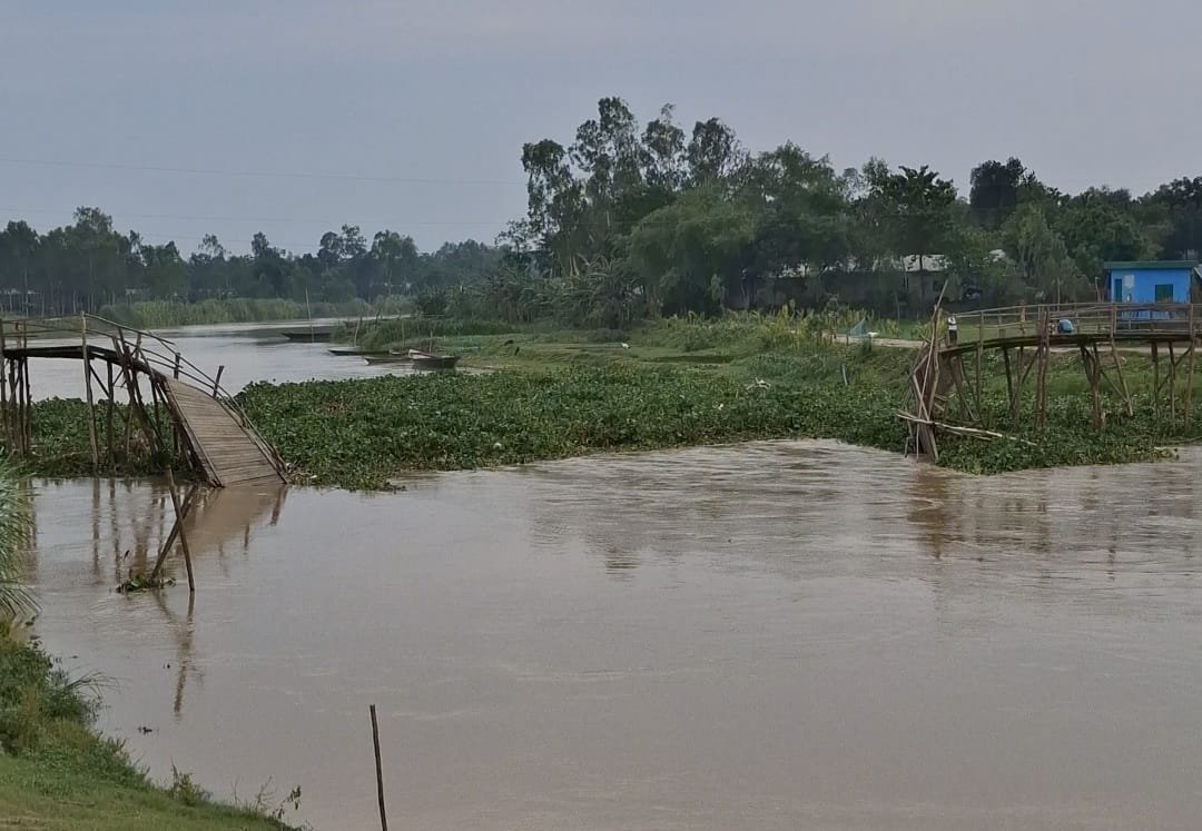 আগাম পাহাড়িঢল কাঠের সেতু ভেঙে ১১ গ্রামের মানুষ বিপাকে