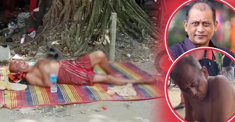 মাজারে গামছা পড়া অবস্থায় মাজারে শুয়ে আছেন বিখ্যাত চলচিত্র ও নাট্যকার সমু চৌধুরী