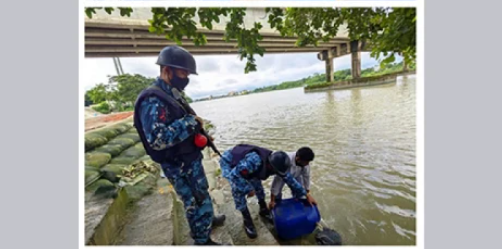 পটুয়াখালীর টেংরাখালীতে ৪ কোটি টাকার অবৈধ চিংড়ি রেণু জব্দ